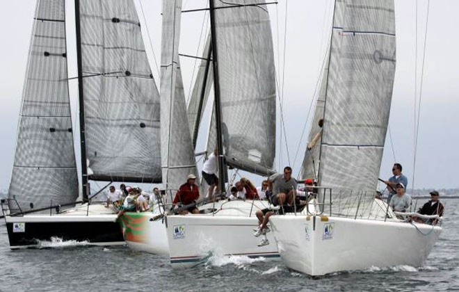 Farr 40s cross tacks - Day 1 - Ullman Sails Long Beach Race Week 2011 © Rich Roberts http://www.UnderTheSunPhotos.com